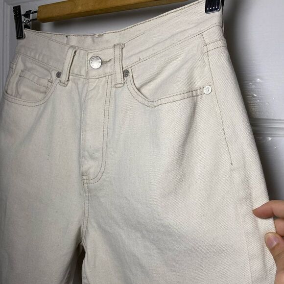 UNIF High Rise Straight Leg 5-Pocket Jeans in Ivory Neutral Size 26 - Picture 5 of 14